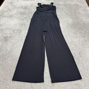 Vuori Ribbed Knit Wide Leg Jumpsuit Womens Large Navy Blue Elastic Drawstring